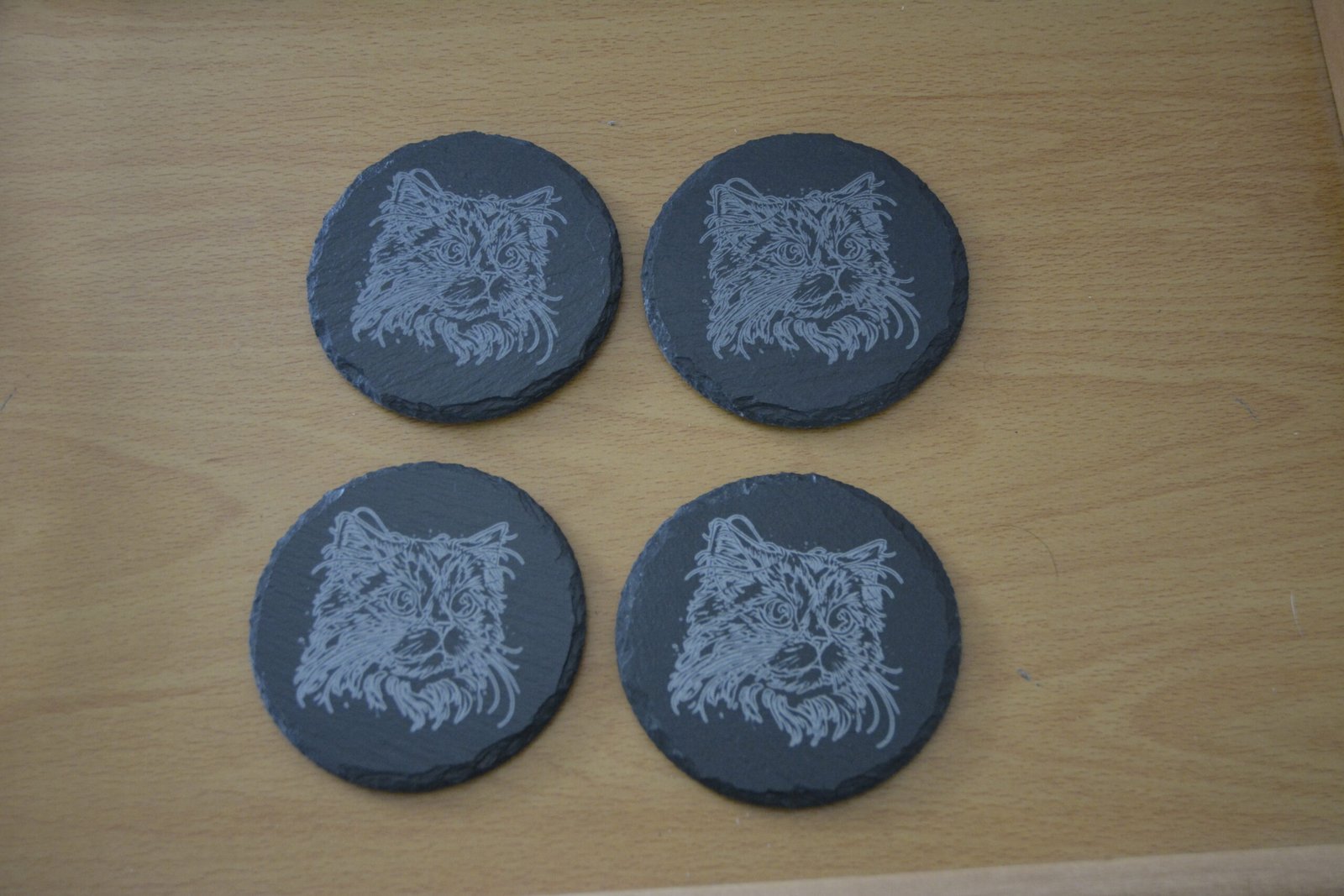 Slate Coasters with Cat Design - Image 2