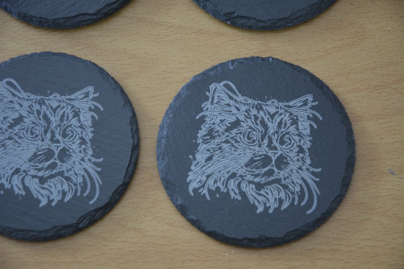 Slate Coasters with Cat Design
