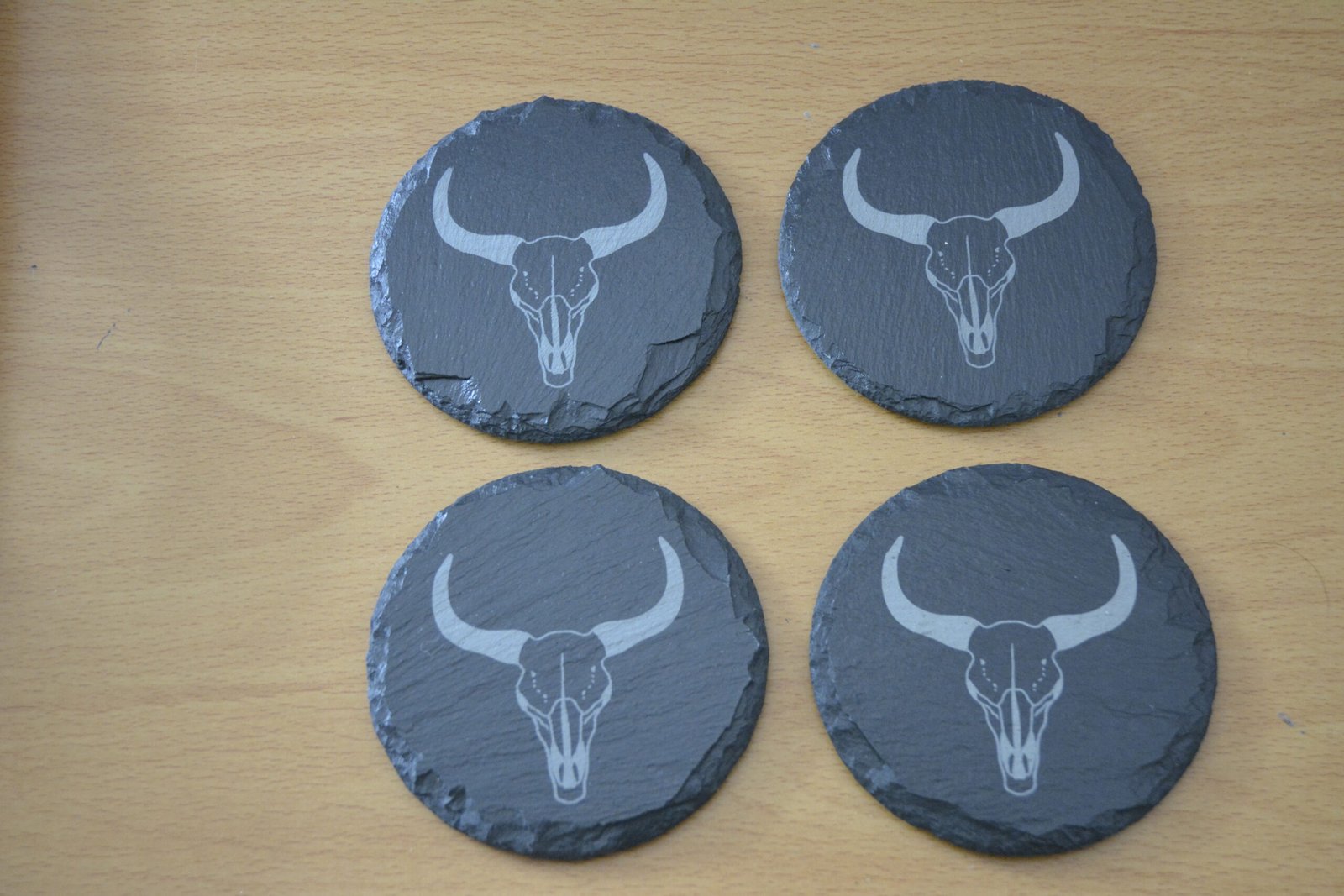 Slate Coasters with Bull Skull - Image 2