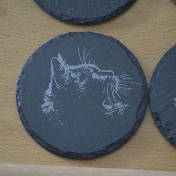 Slate Coasters with Cat Silhouette