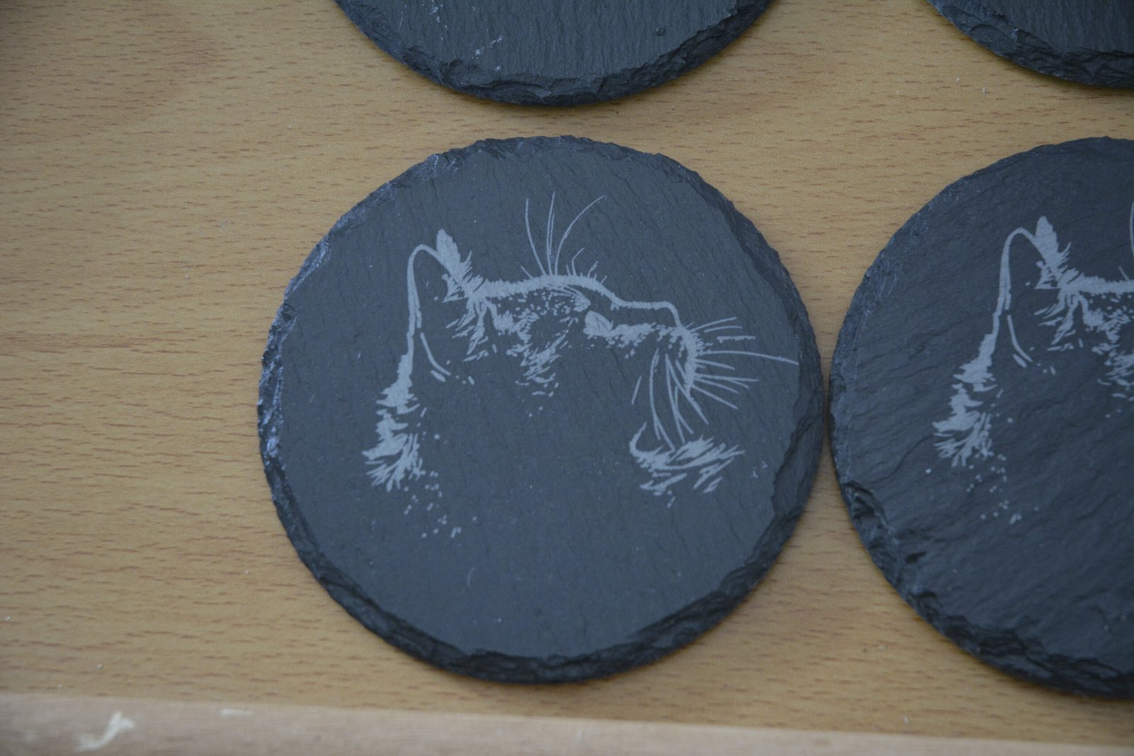 Slate Coasters with Cat Silhouette