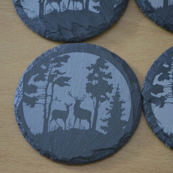 Slate Coasters- Deer in the Woods