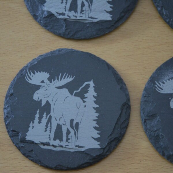 Slate Coasters with Moose Design