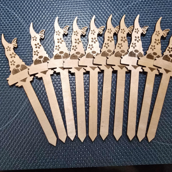 Wooden Gnome Shaped Garden Plant Markers