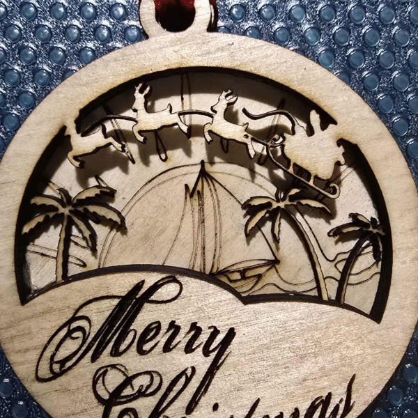 Wooden Merry Christmas Ornament