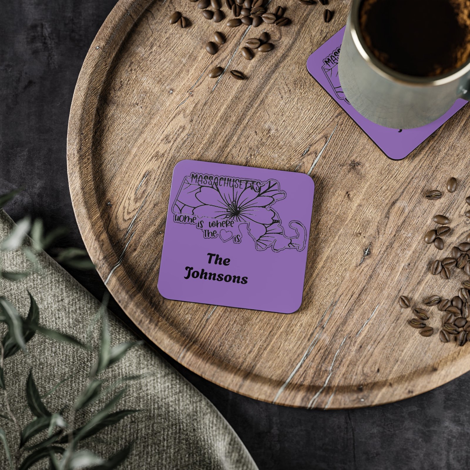 Massachusetts Coasters - Purple