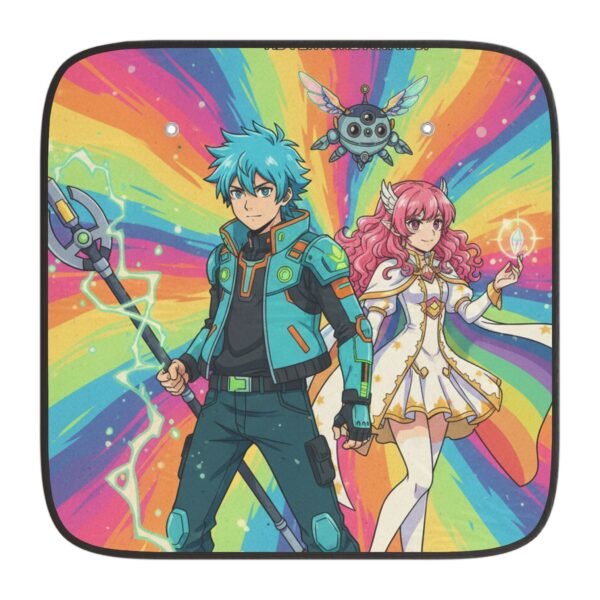 Vibrant Car Sun Shade with Colorful Anime Design