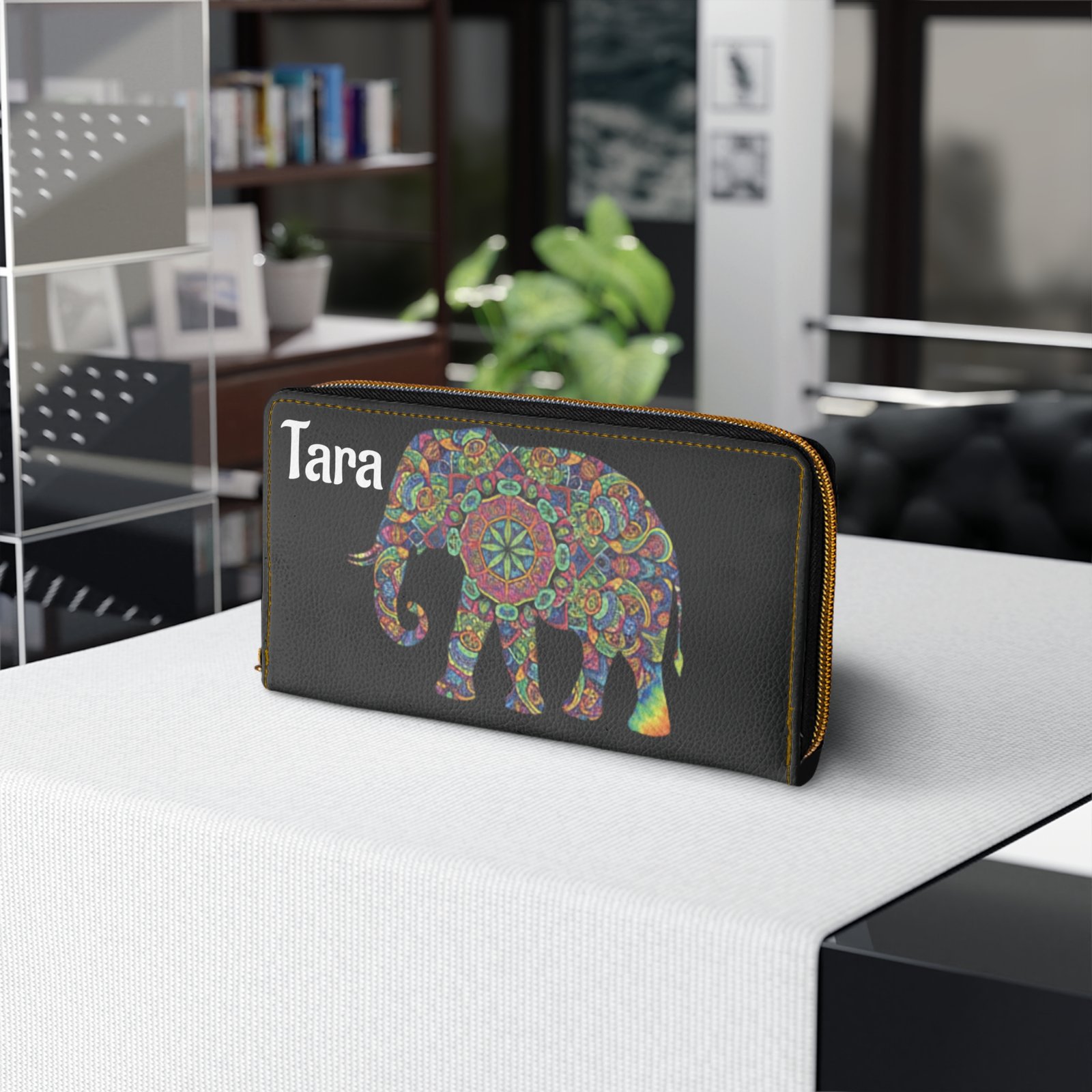 Personalized Mandala Elephant Zipper Wallet - Image 5