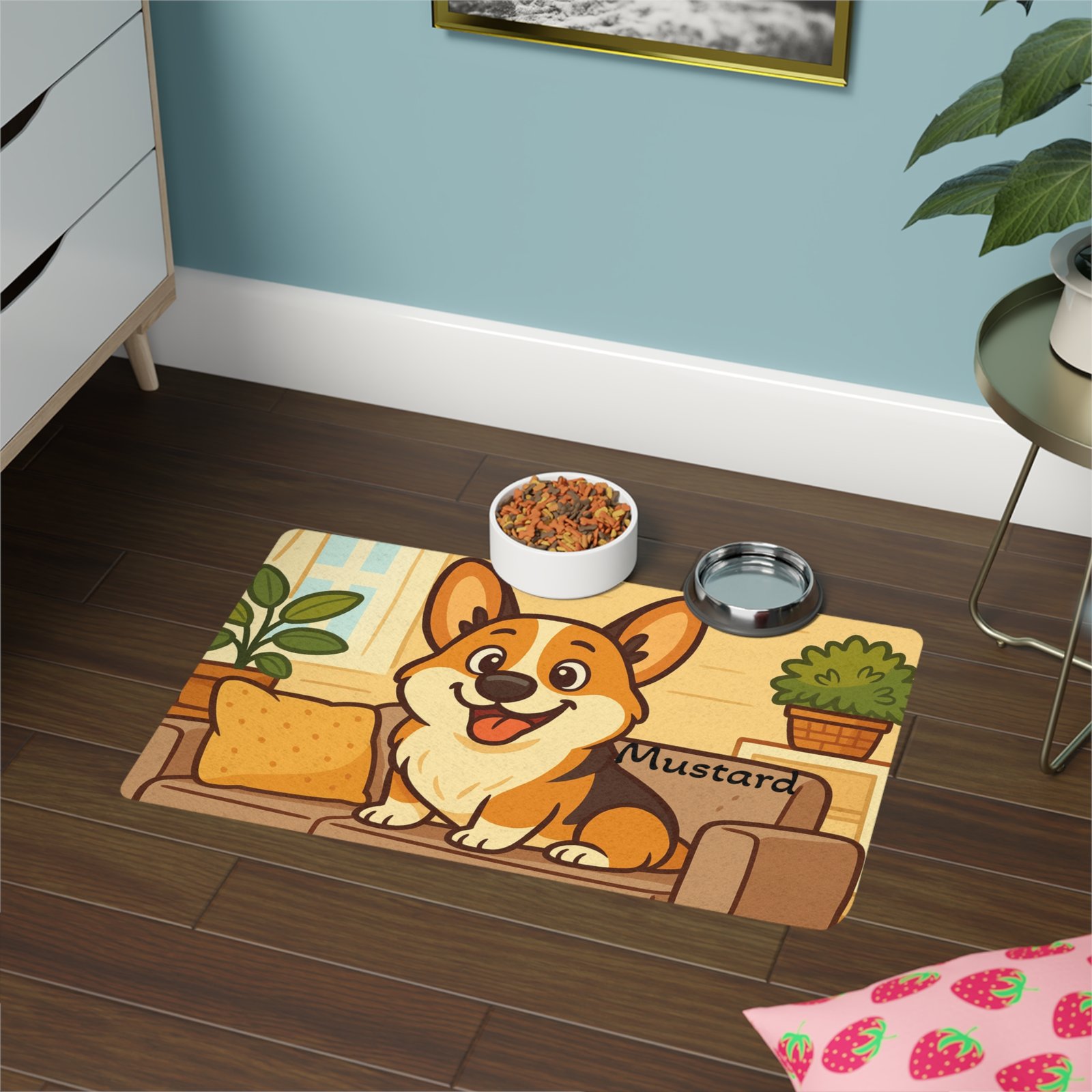 Personalized Cute Corgi Pet Food Mat - Image 3