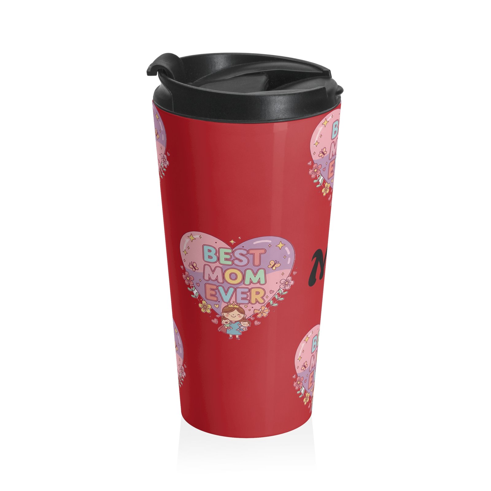 Personalized Best Mom Ever Travel Mug - Red - Image 3