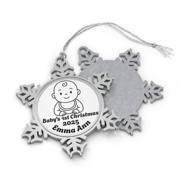 Personalized Pewter Snowflake Ornament with Your Baby's Photo