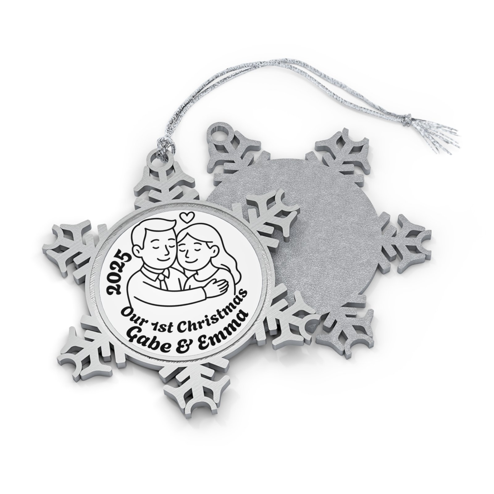 Personalized Pewter Snowflake Ornament with Your Photo