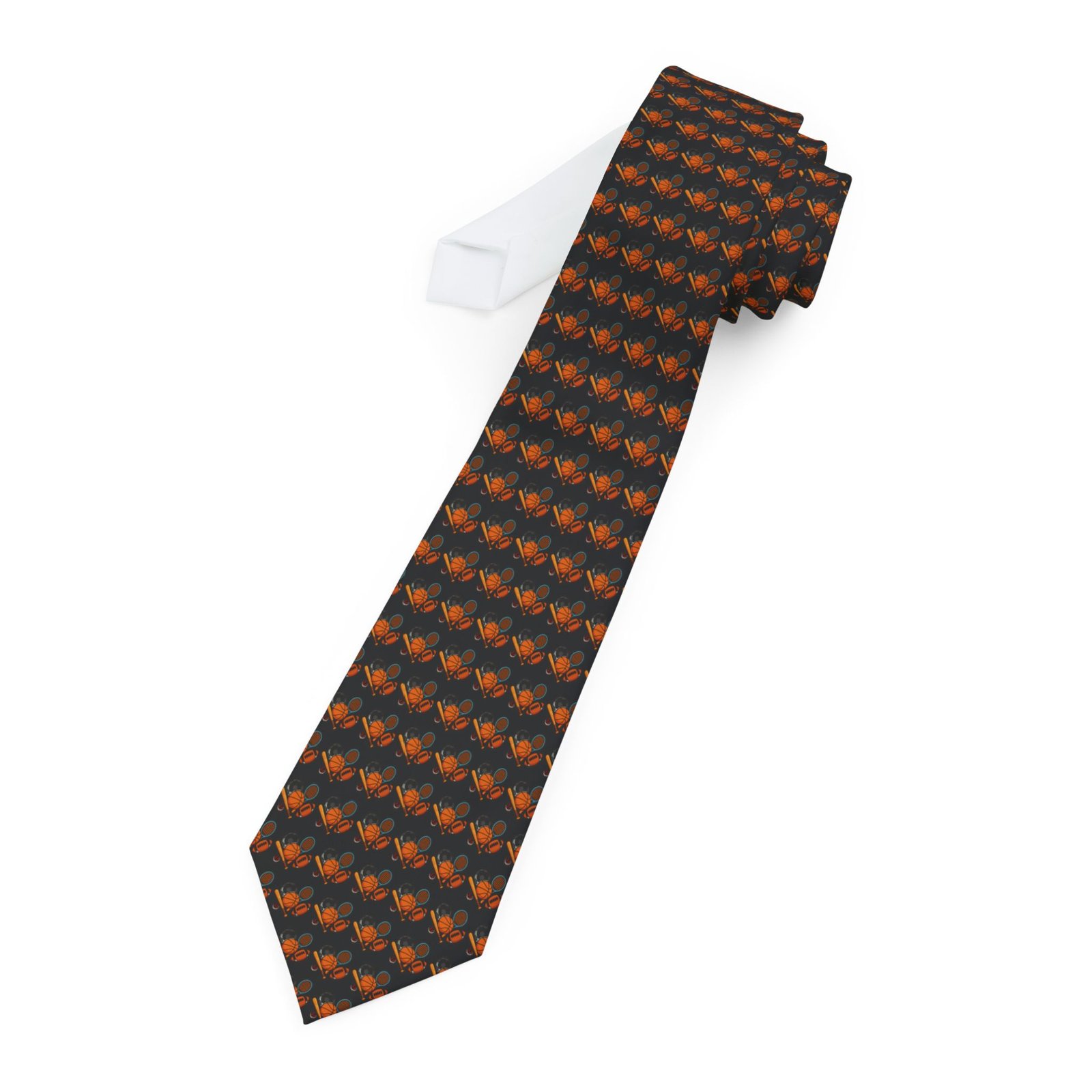 Stylish Necktie w/ Geometric Sporting Equipment Design - Image 3