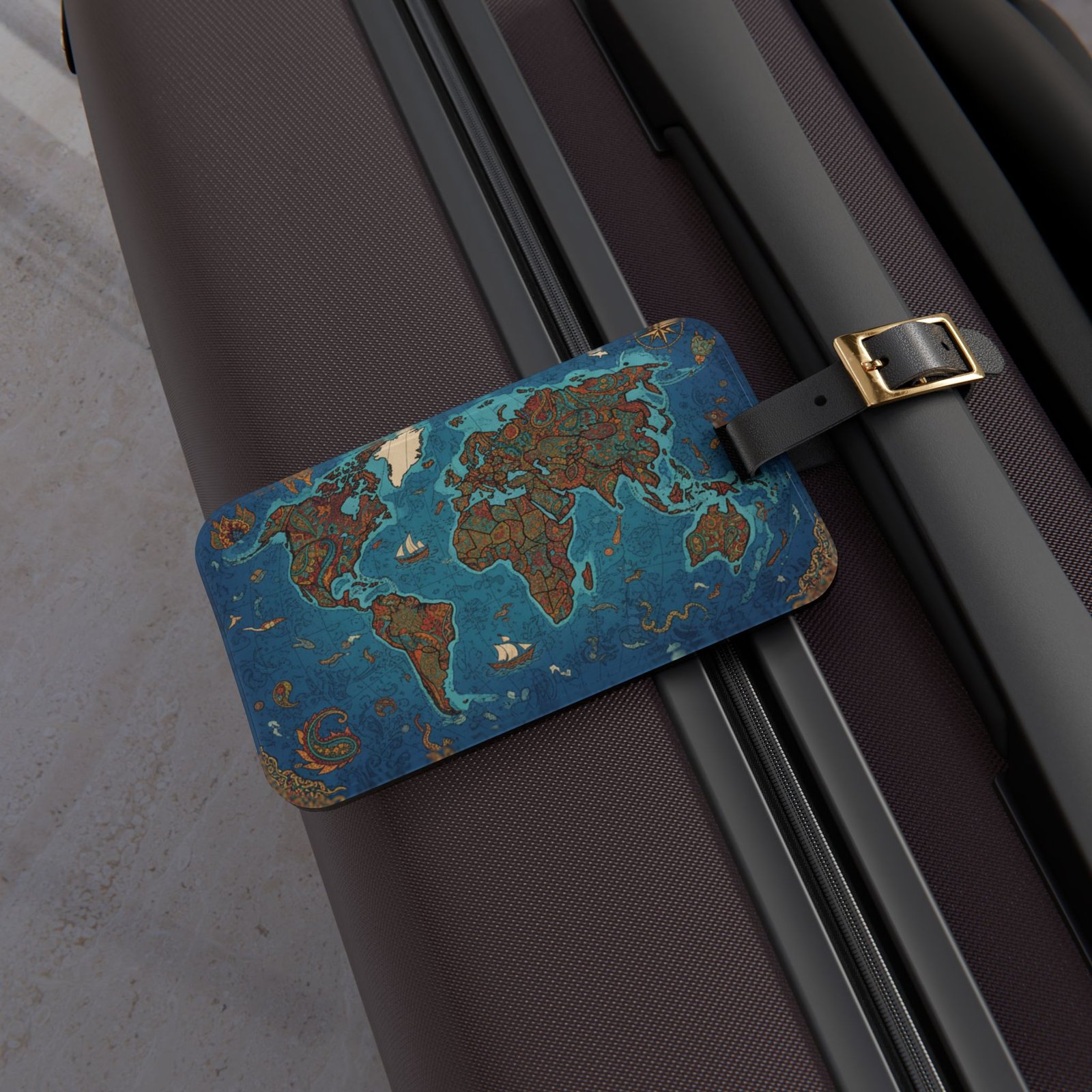 Vintage World Map Luggage Tag - Image 5