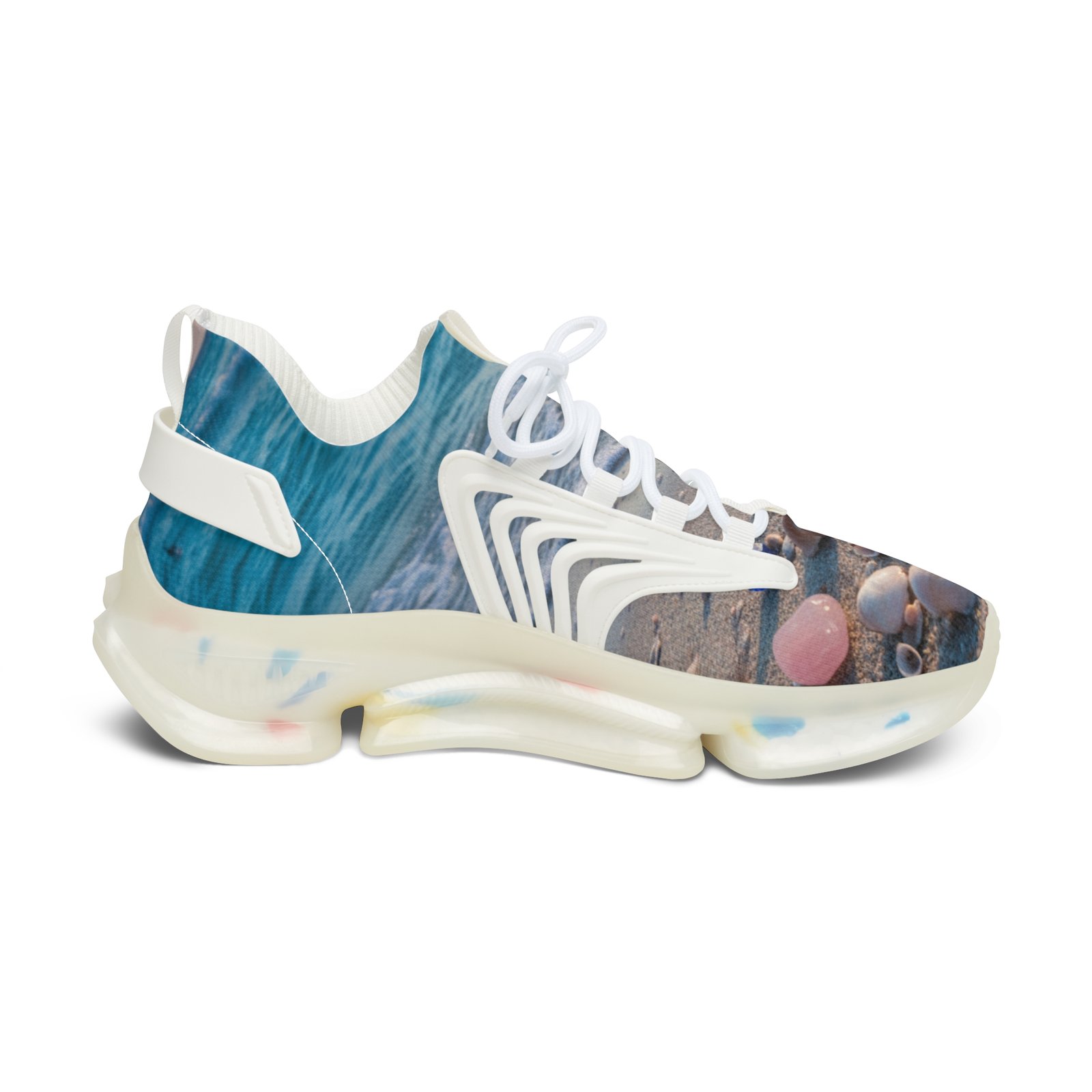 Ocean-Inspired with Gems and Crystals Women's Mesh Sneakers - Image 4