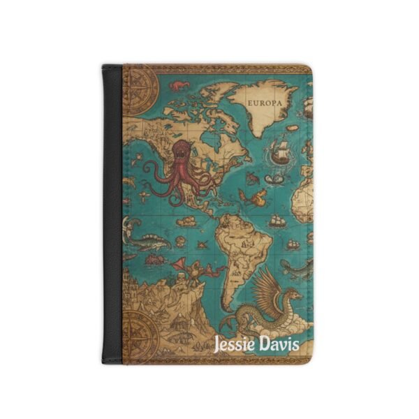 Personalized World Map with Mythical Creatures Passport Cover