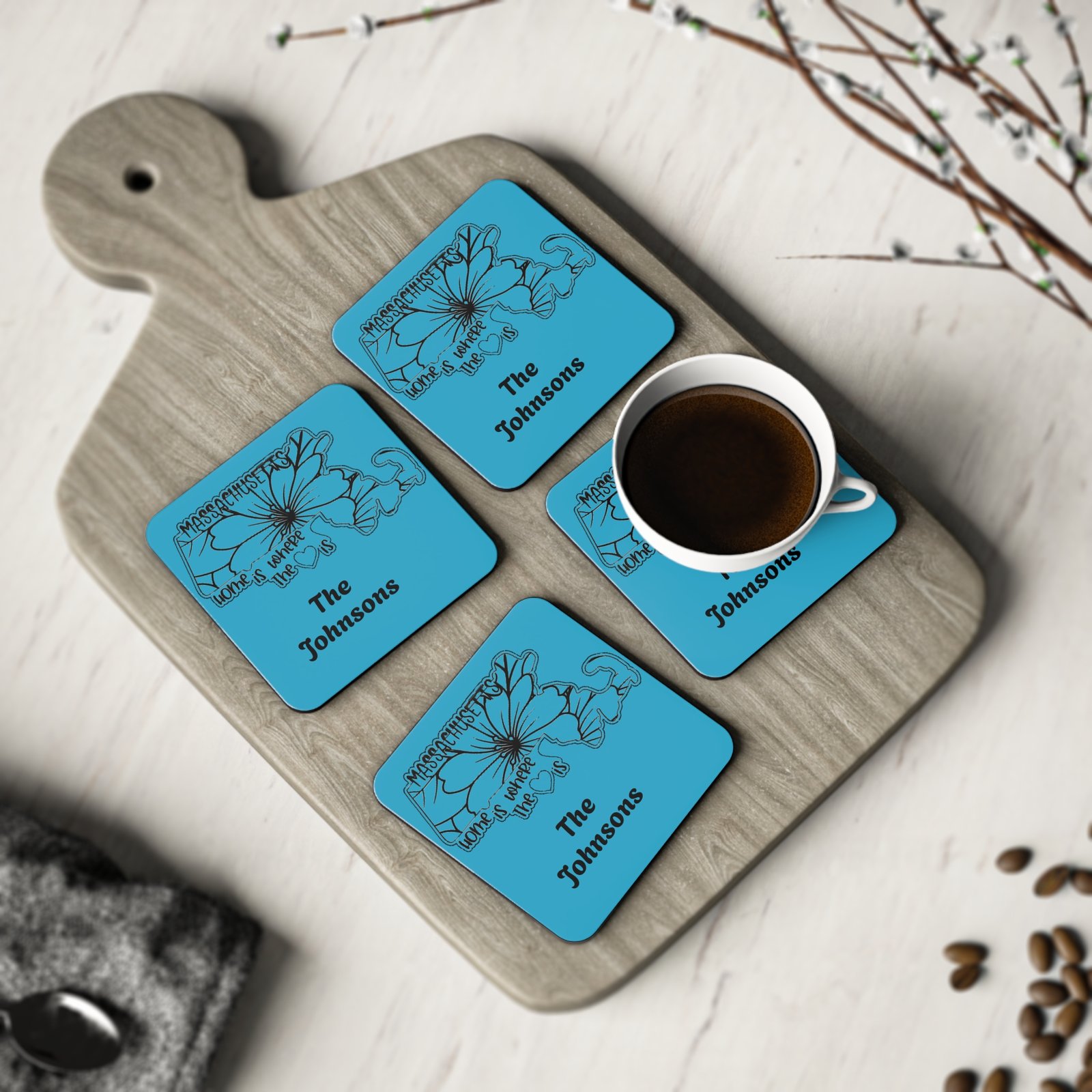 Massachusetts Coasters - Turquoise - Image 4