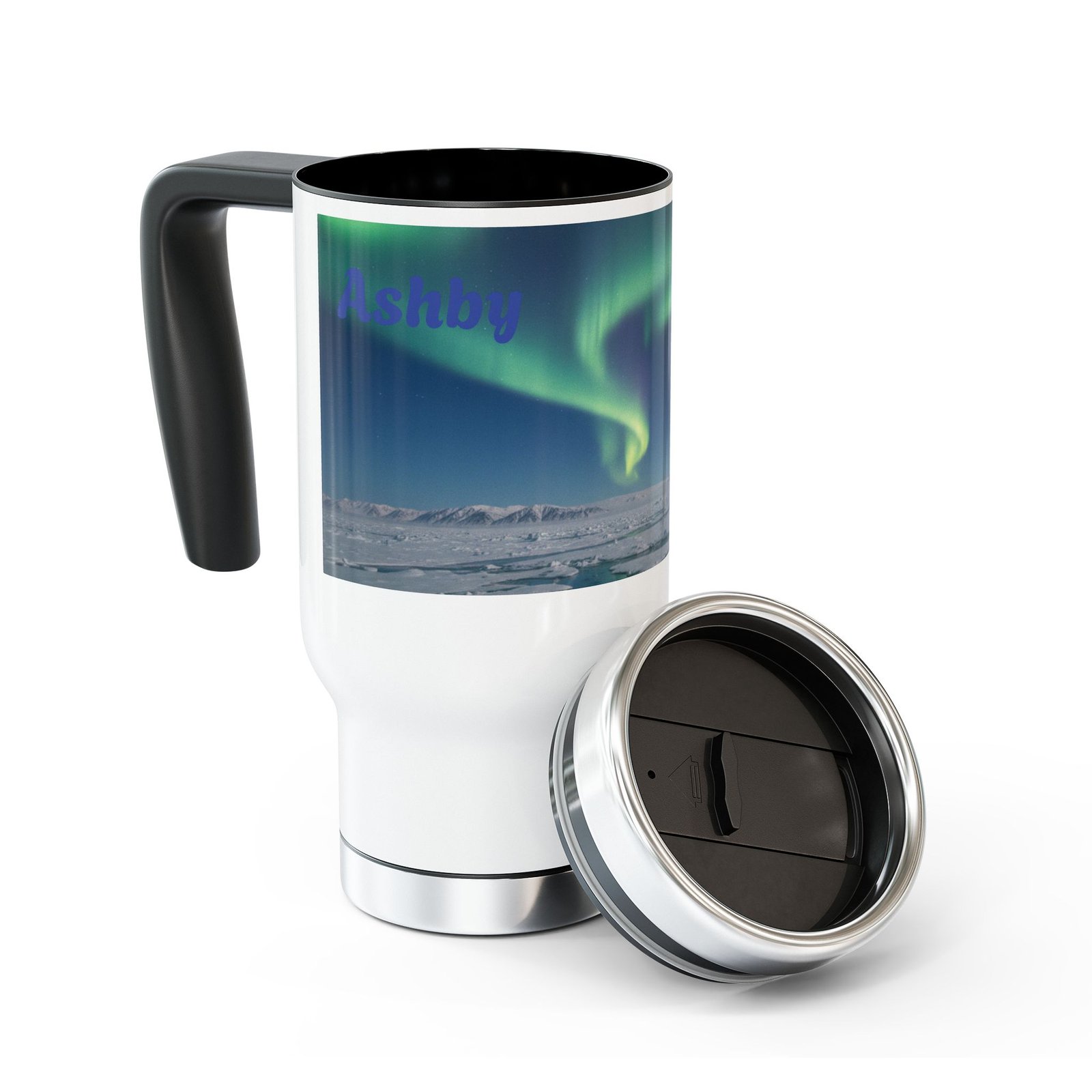 Personalized Stainless Steel Travel Mug - 14oz with Handle - Image 6