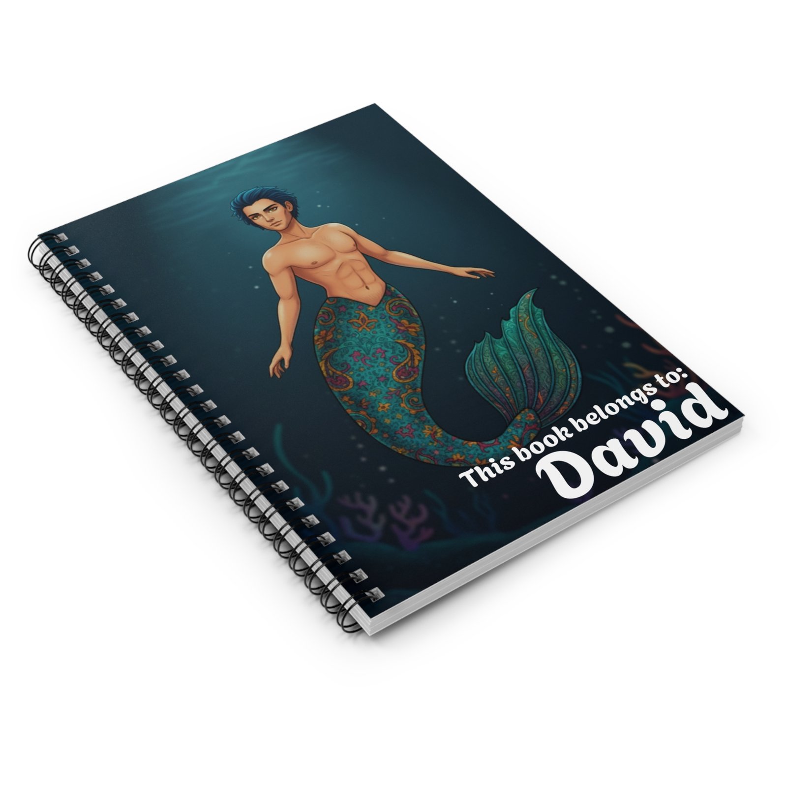 Personalized Merman Spiral Notebook - Image 3