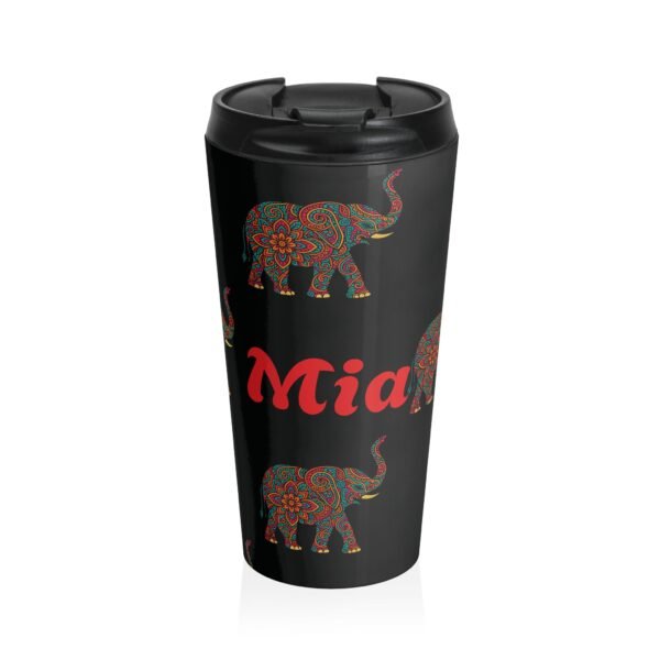 Personalized Vibrant Mandalla Elephant Travel Mug