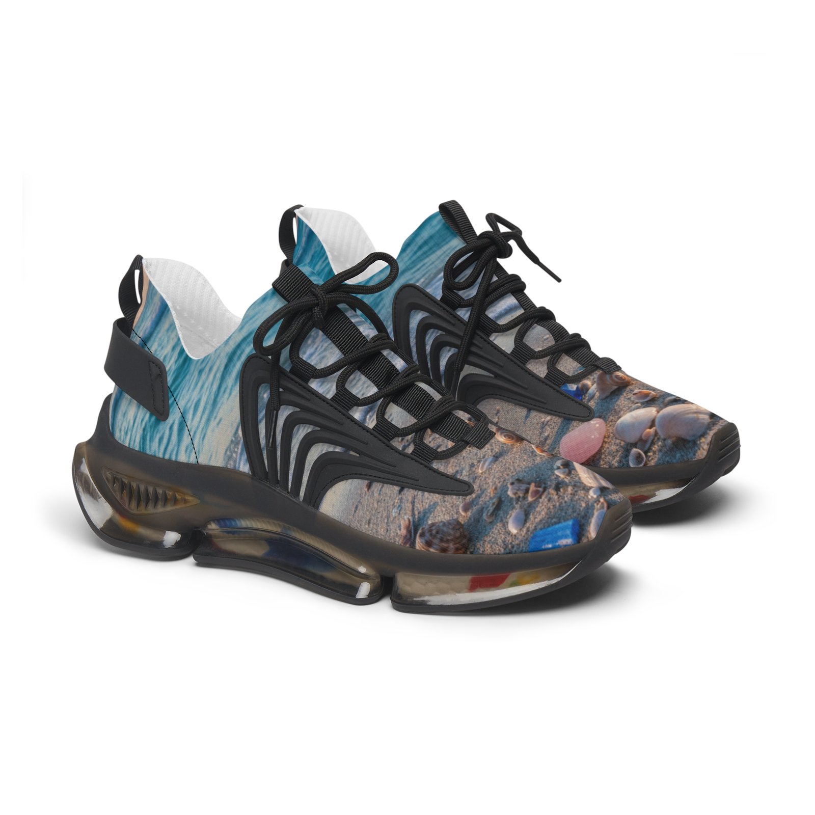 Ocean-Inspired with Gems and Crystals Women's Mesh Sneakers - Image 5