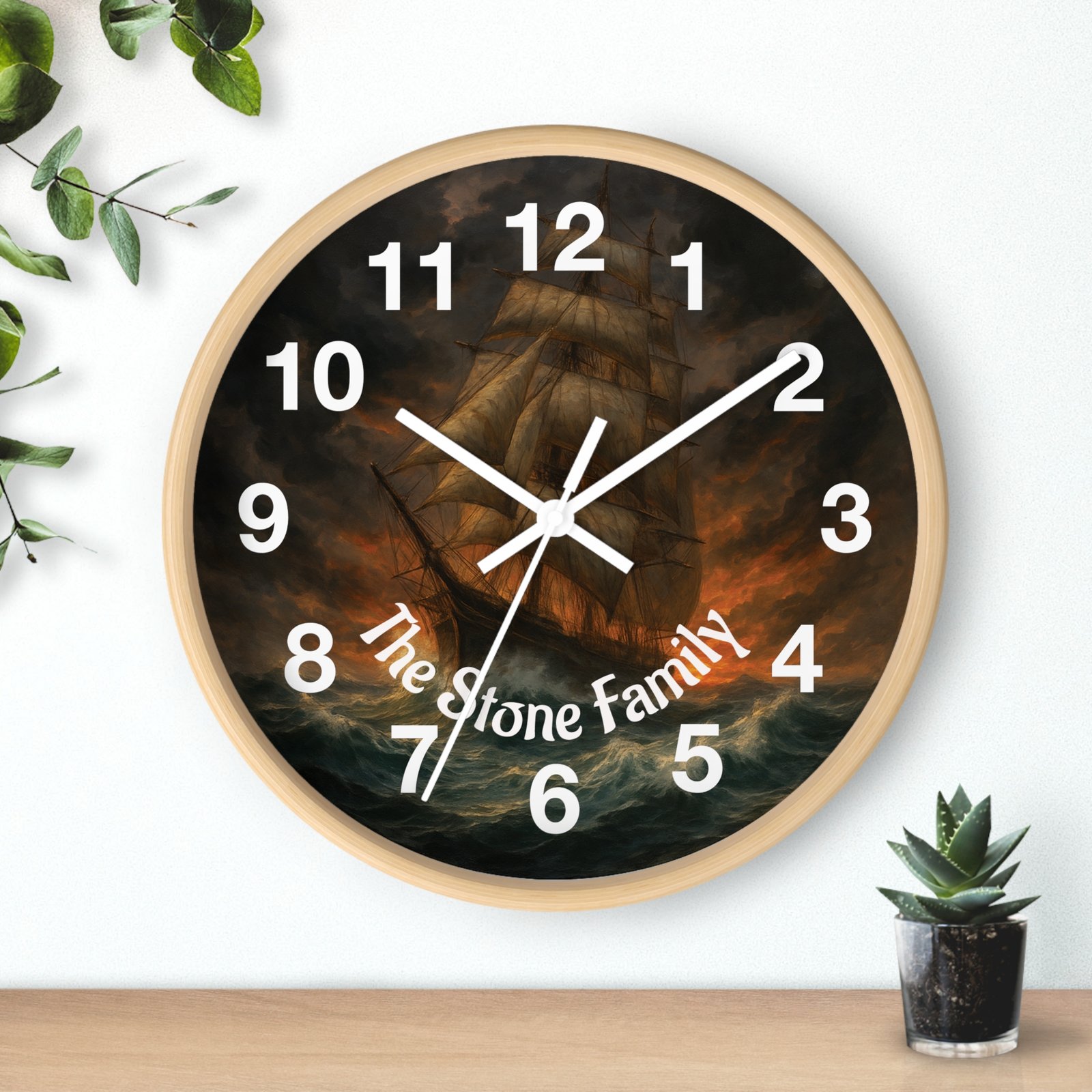 Personalized Clipper Ship Family Wall Clock - Image 9