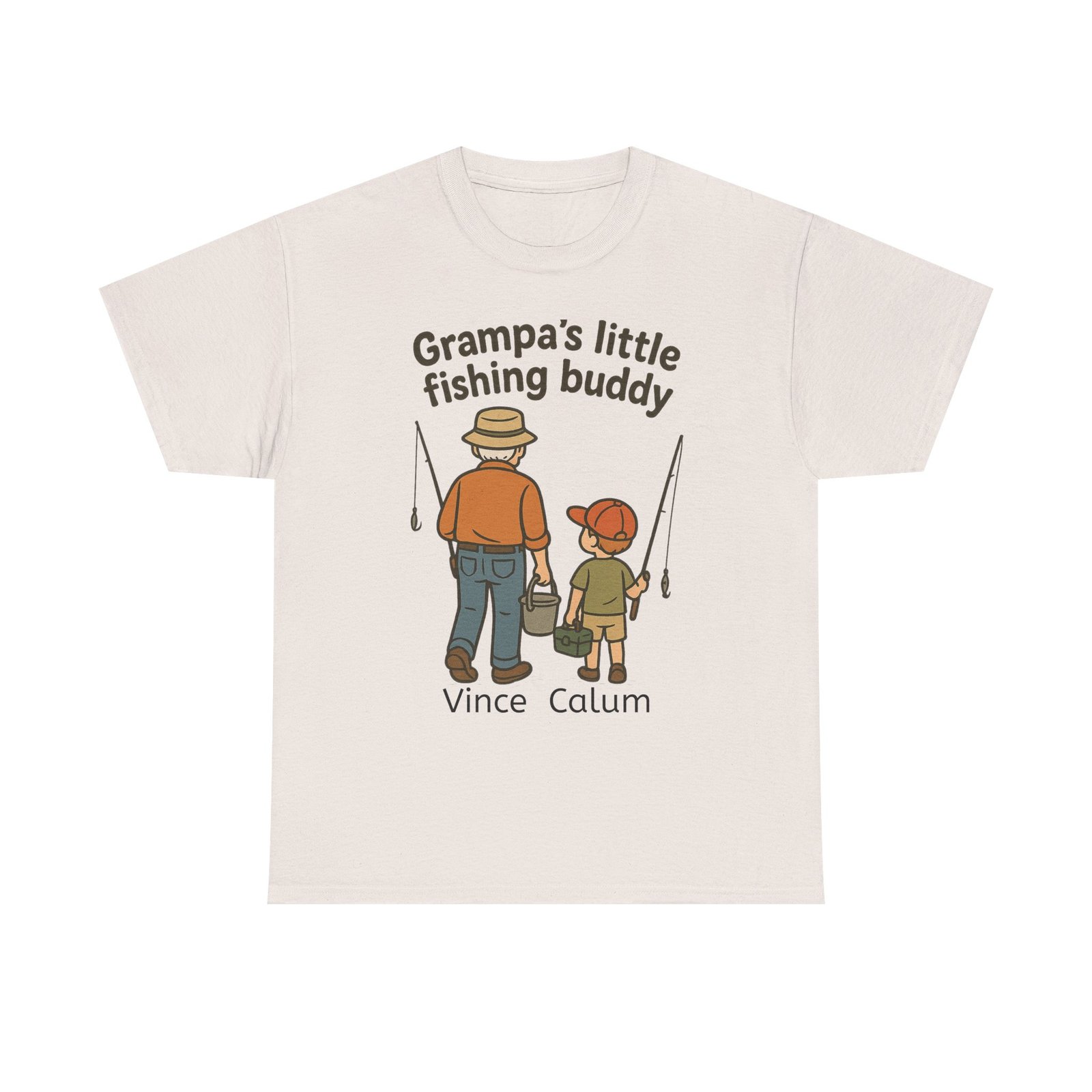 Personalized Grampa's Little Fishing Buddy Tee - Image 4