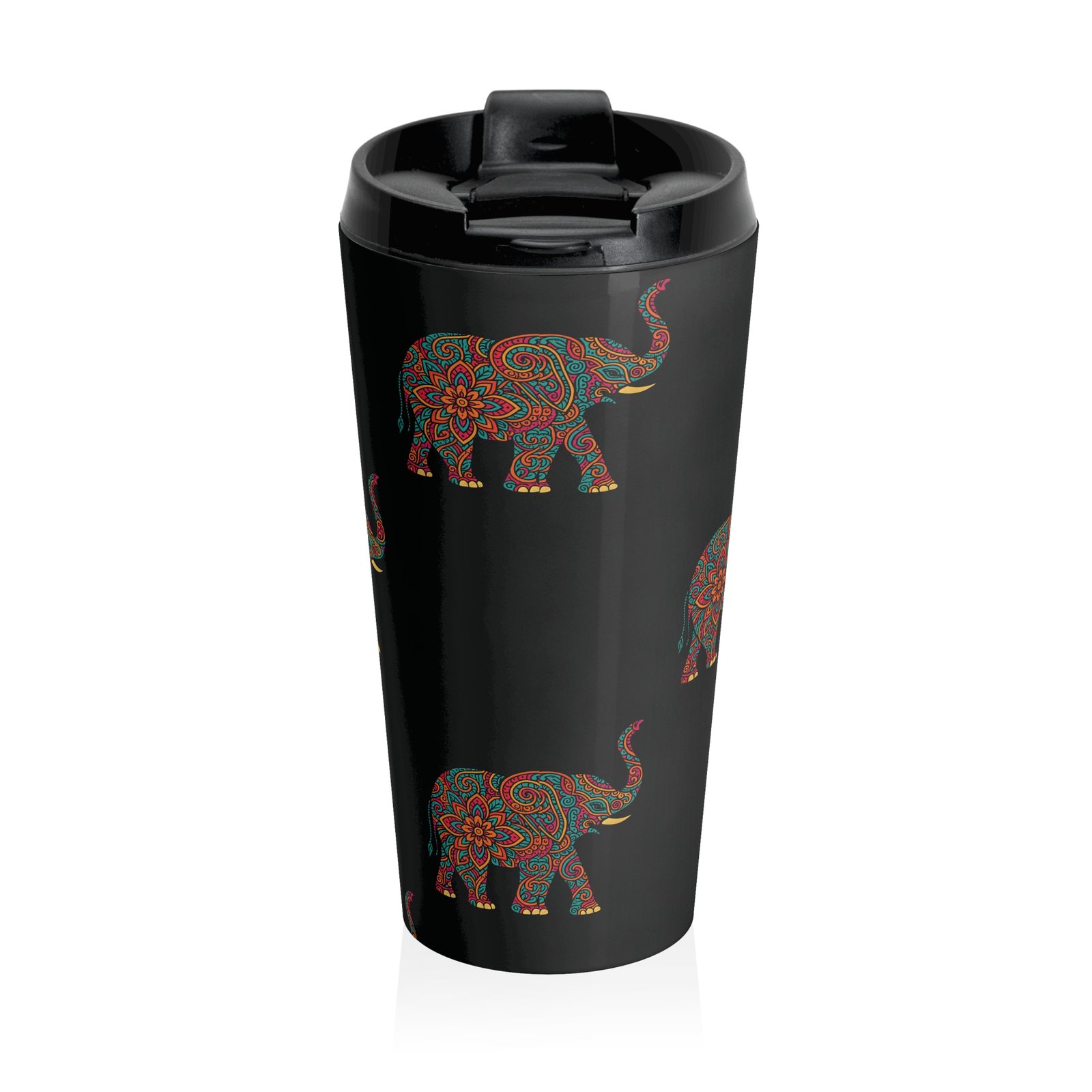 Personalized Vibrant Mandalla Elephant Travel Mug - Image 2