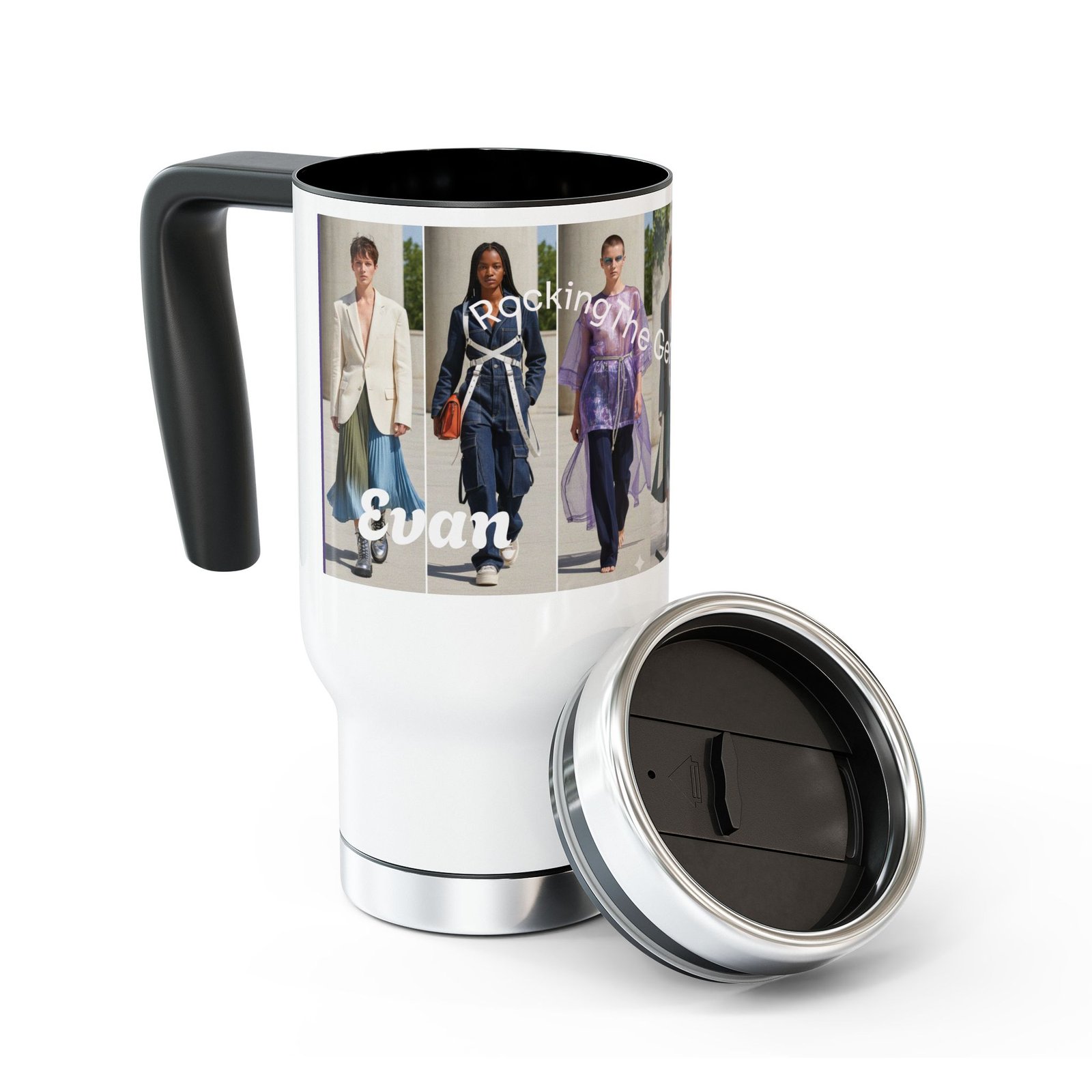 Personalized Stainless Steel Travel Mug - 14oz with Handle