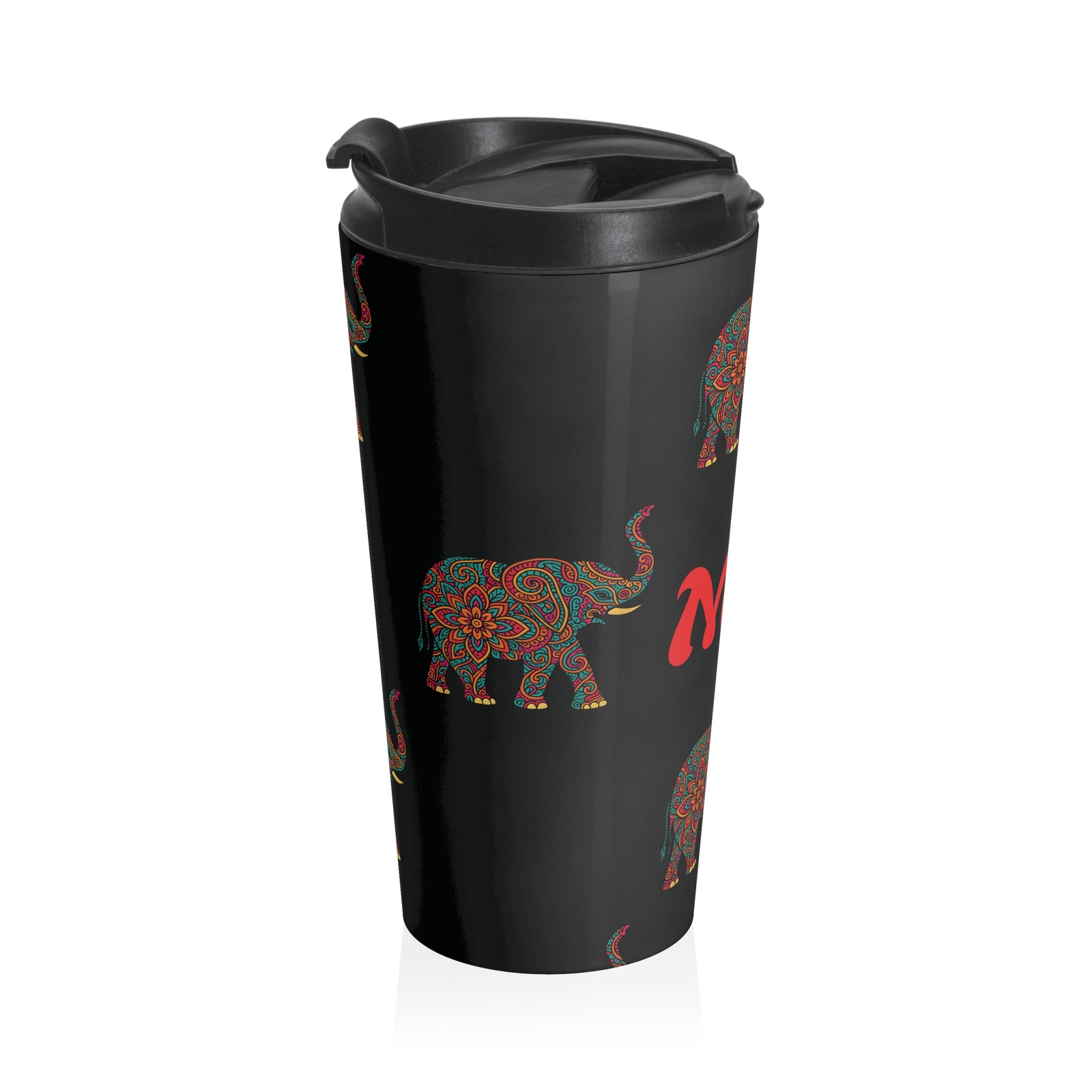 Personalized Vibrant Mandalla Elephant Travel Mug - Image 3