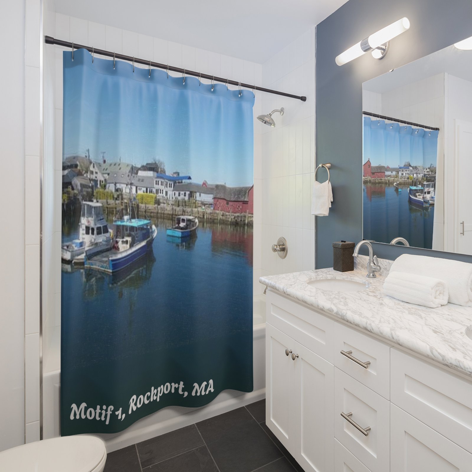 Coastal Serenity Shower Curtain, Motif 1 Rockport MA - Image 3