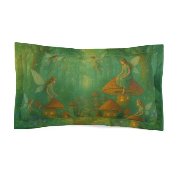 Whimsical Fairy Microfiber Pillow Sham in Dark Green