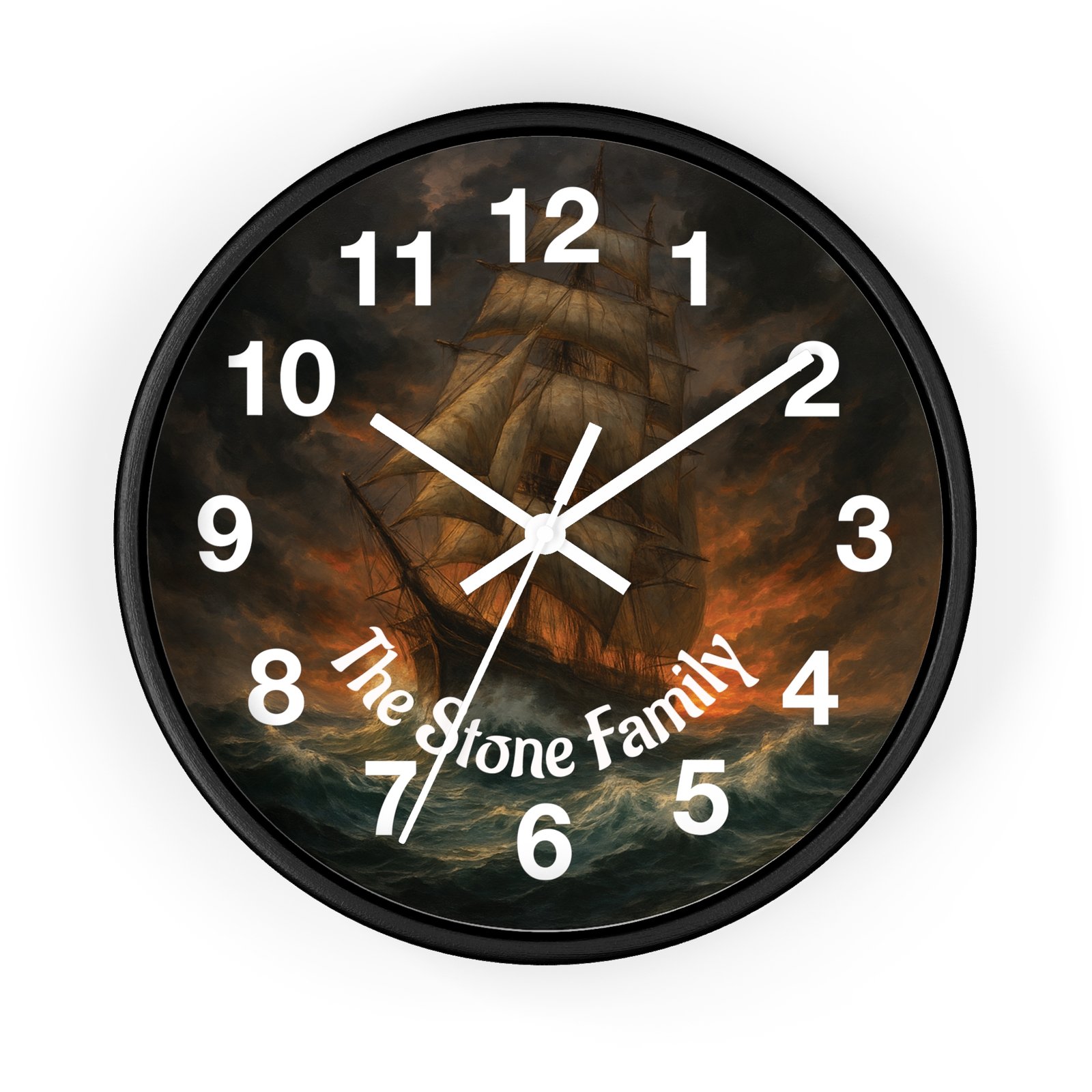 Personalized Clipper Ship Family Wall Clock