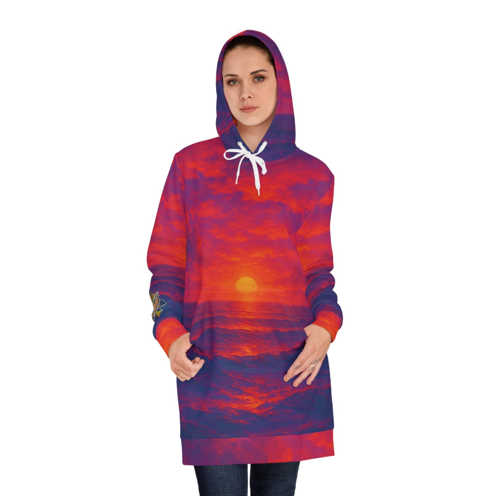 Vibrant Sunset Women's Hoodie Pullover - Image 3