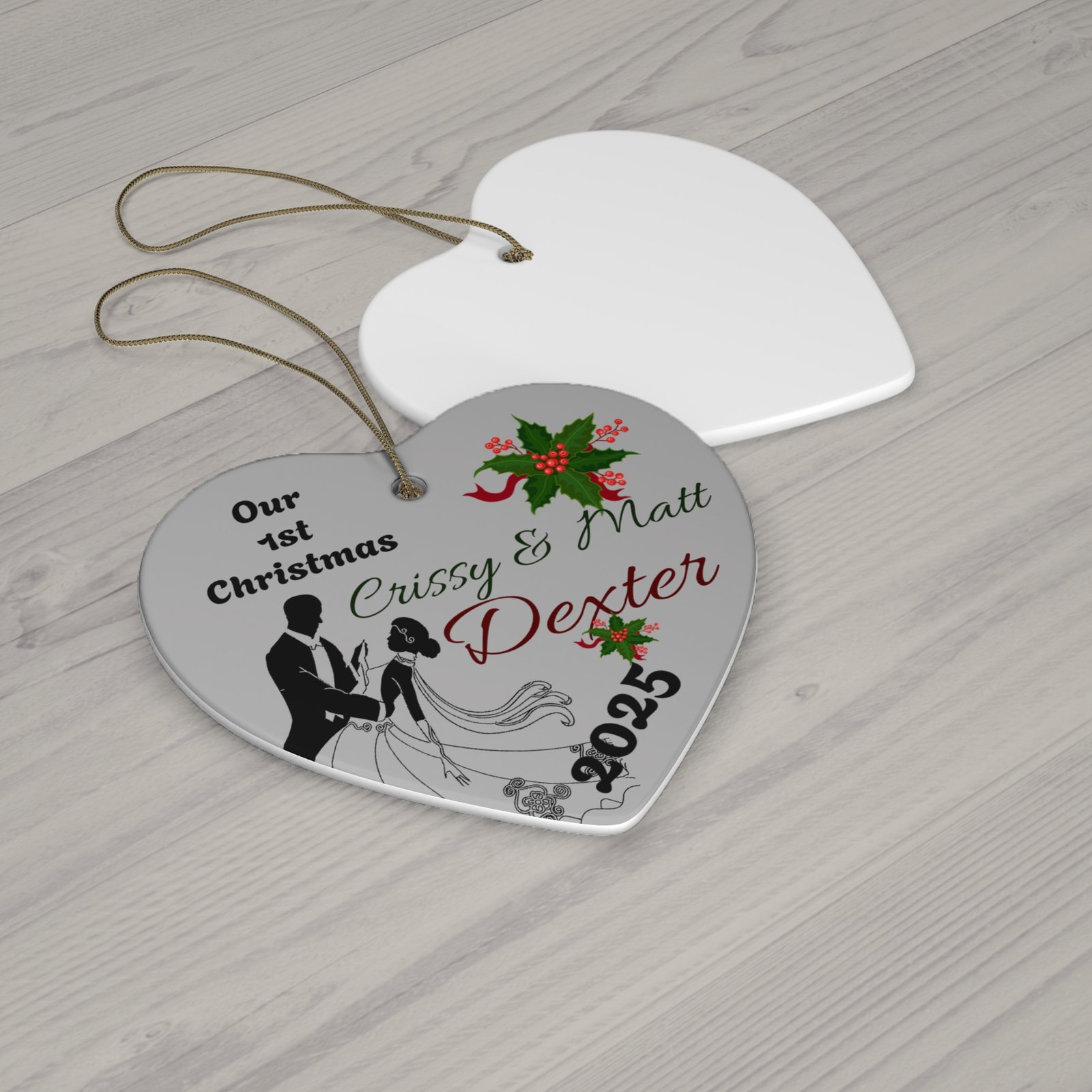 Personalized Wedding Ornament for 1st Christmas - Image 2