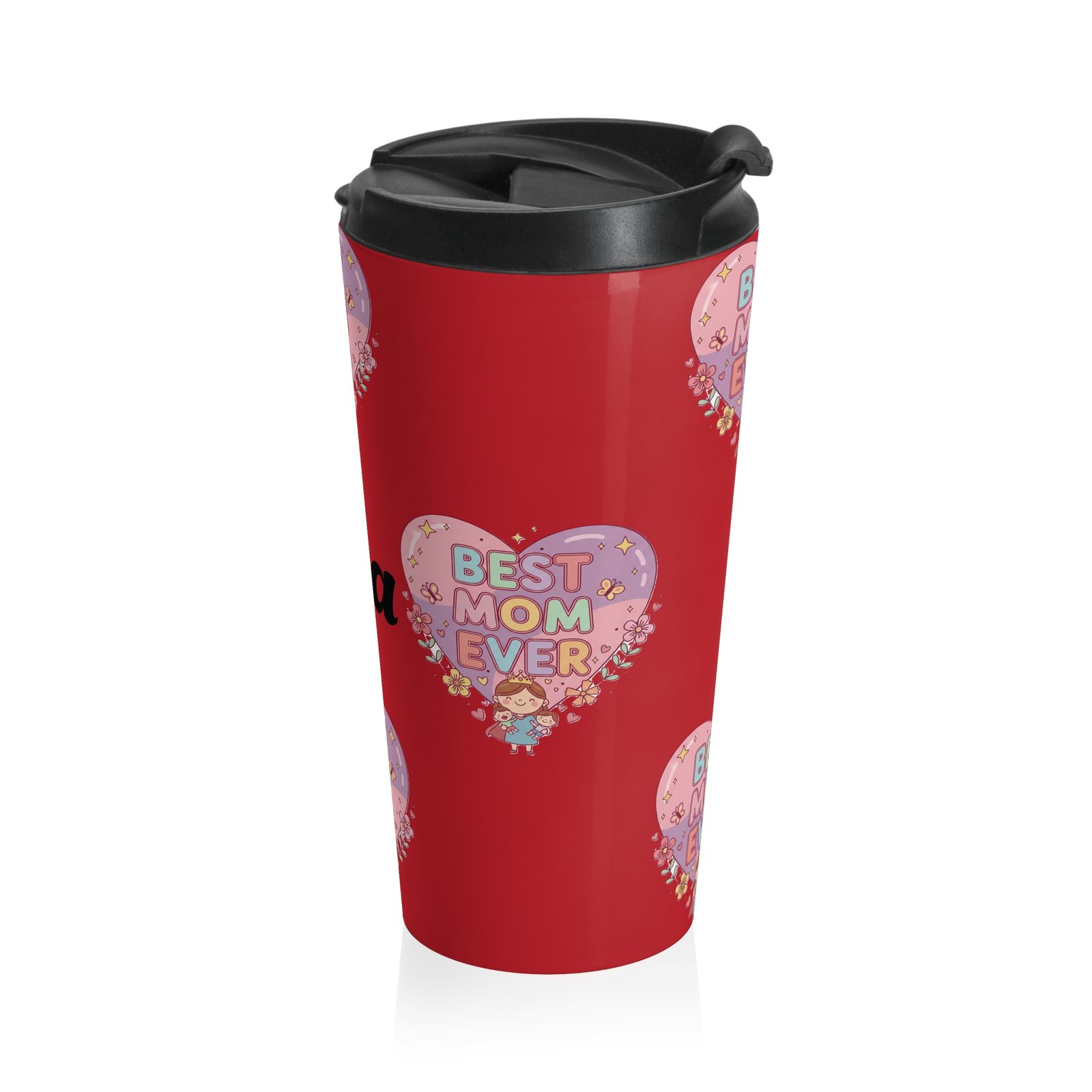 Personalized Best Mom Ever Travel Mug - Red - Image 4