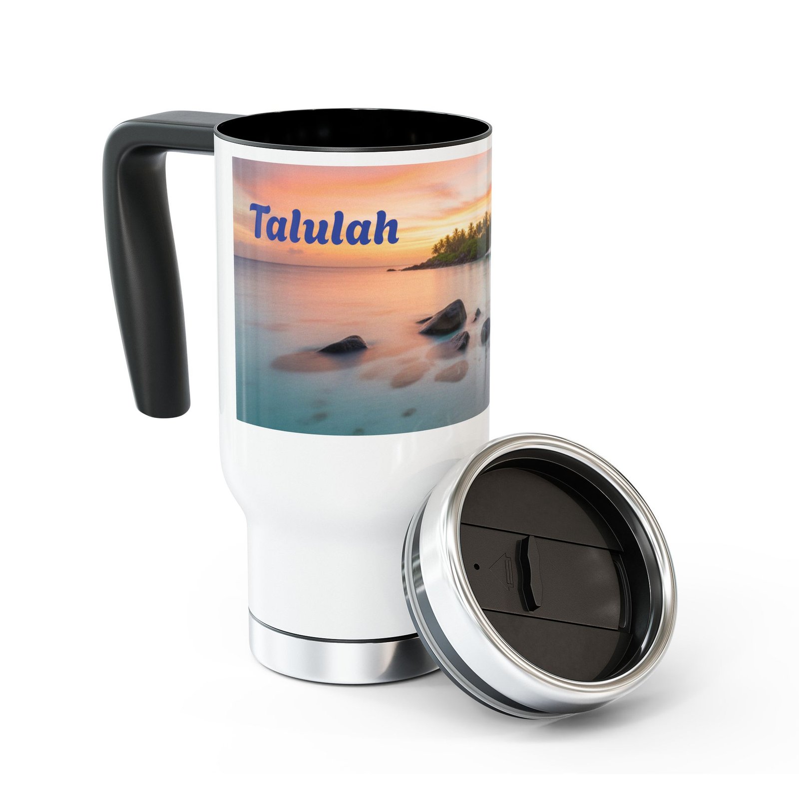 Personalized Stainless Steel Travel Mug - 14oz with Handle - Image 6