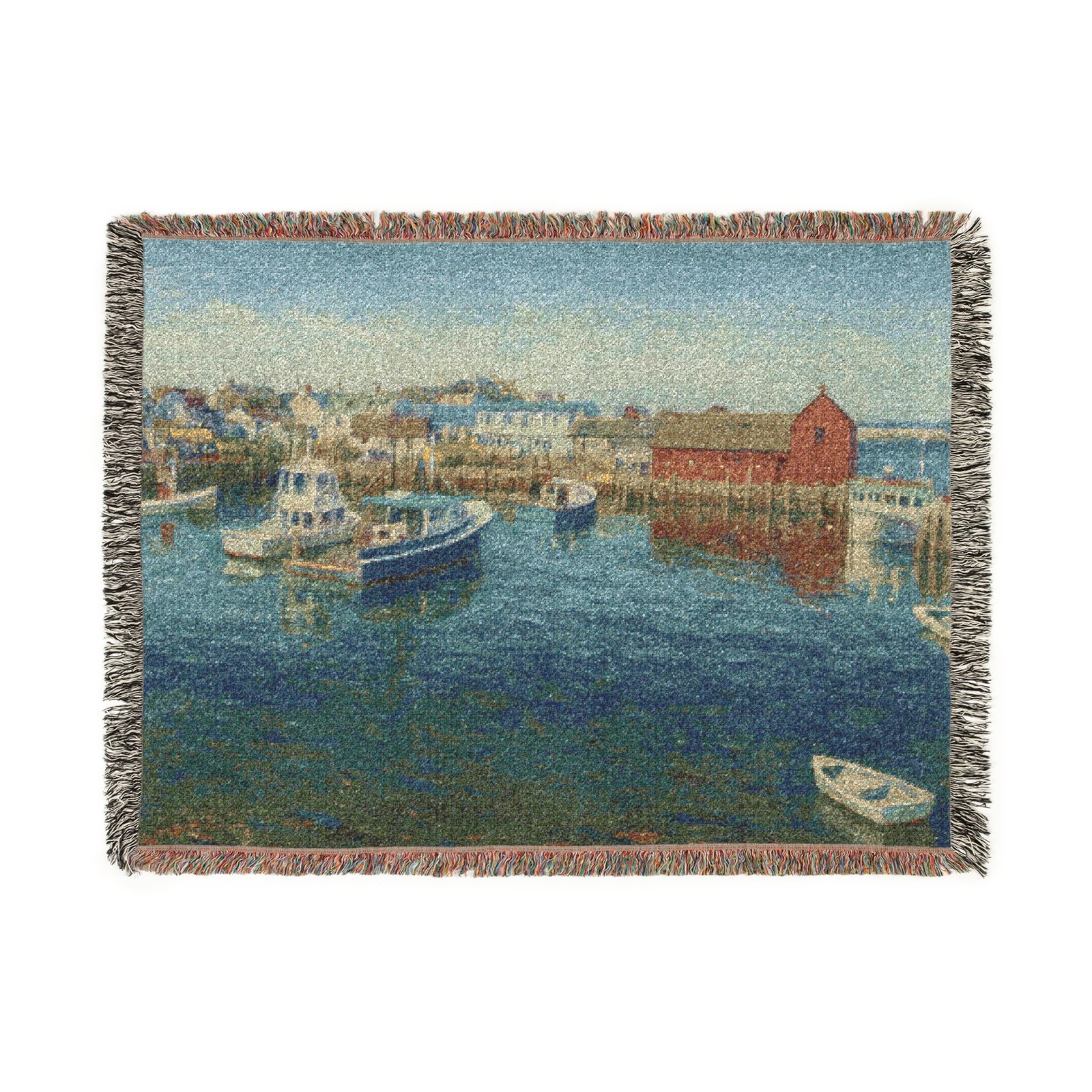 Cozy Coastal Woven Blanket, Motif 1, Rockport, Massachusetts - Image 4