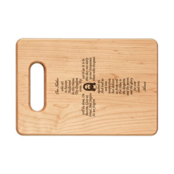 Engraved Wooden Cutting Board w/Handle - The Lord's Prayer