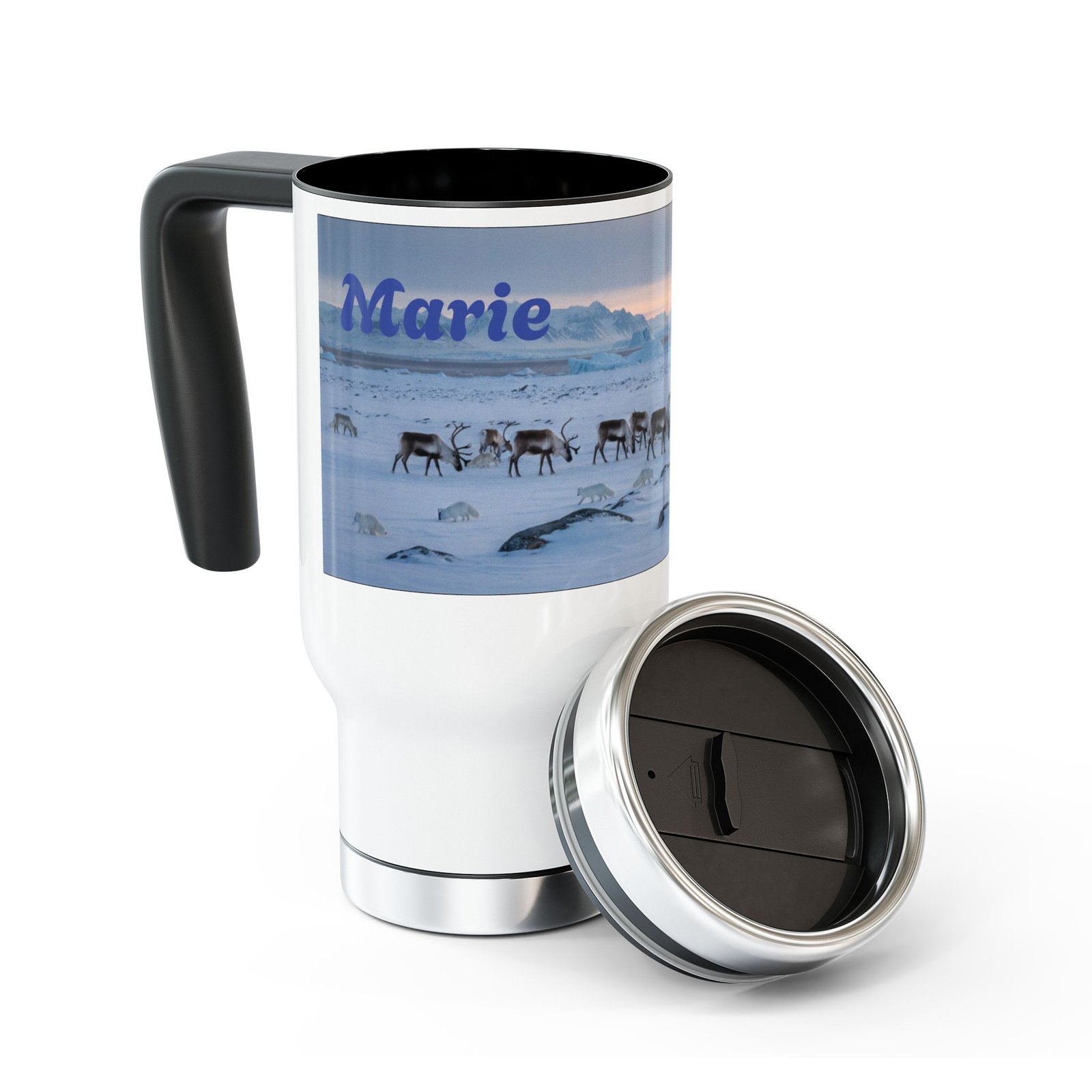 Personalized Stainless Steel Travel Mug - 14oz with Handle - Image 6