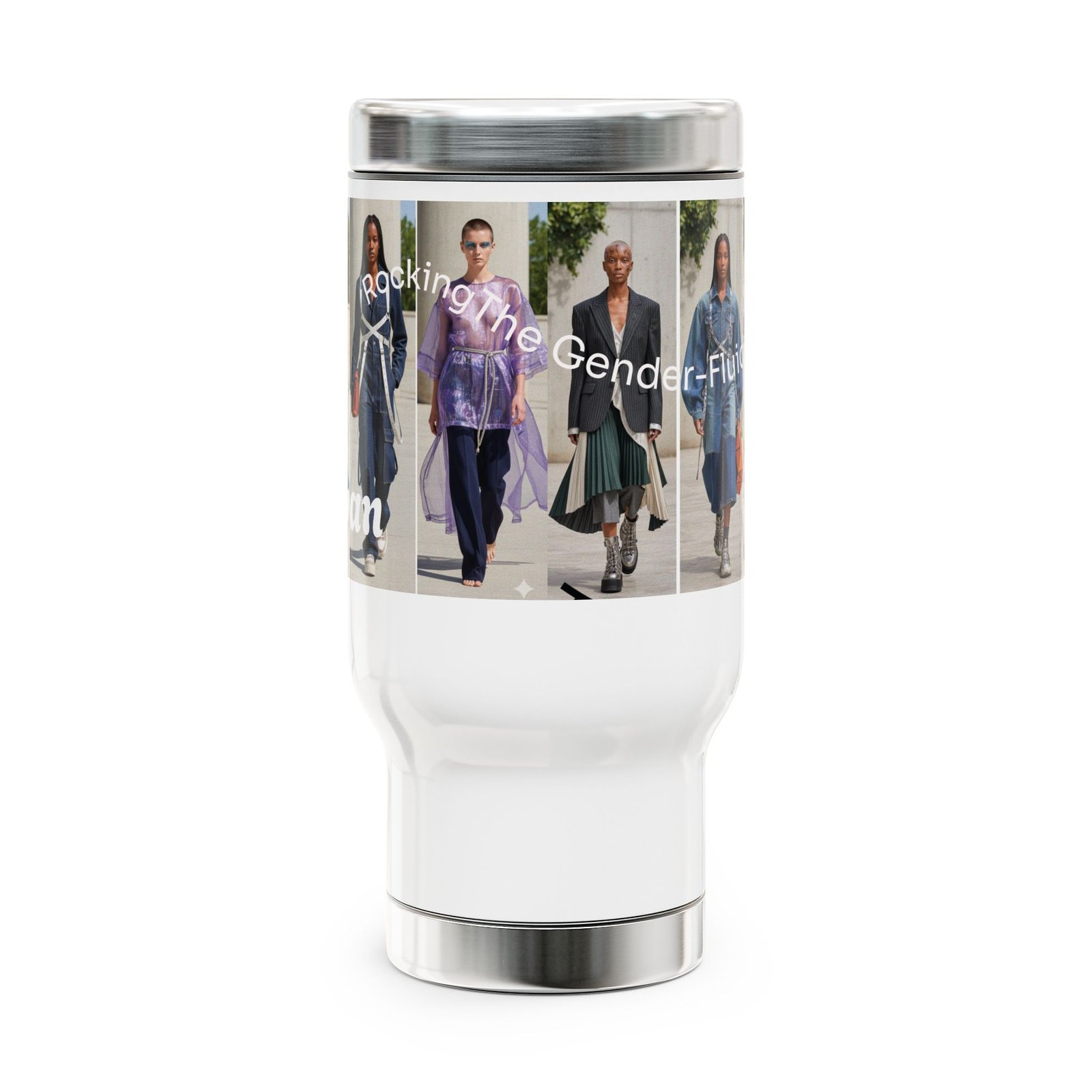 Personalized Stainless Steel Travel Mug - 14oz with Handle - Image 2
