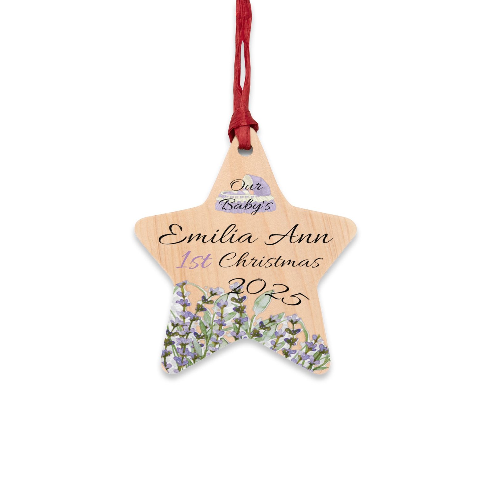 Personalized Wooden Baby's 1st Christmas w/Year Ornaments (and Magnet) - Image 2