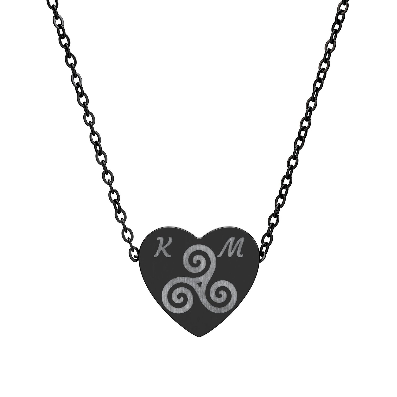Personalized Triskelion with Initials Heart Necklace - Image 2