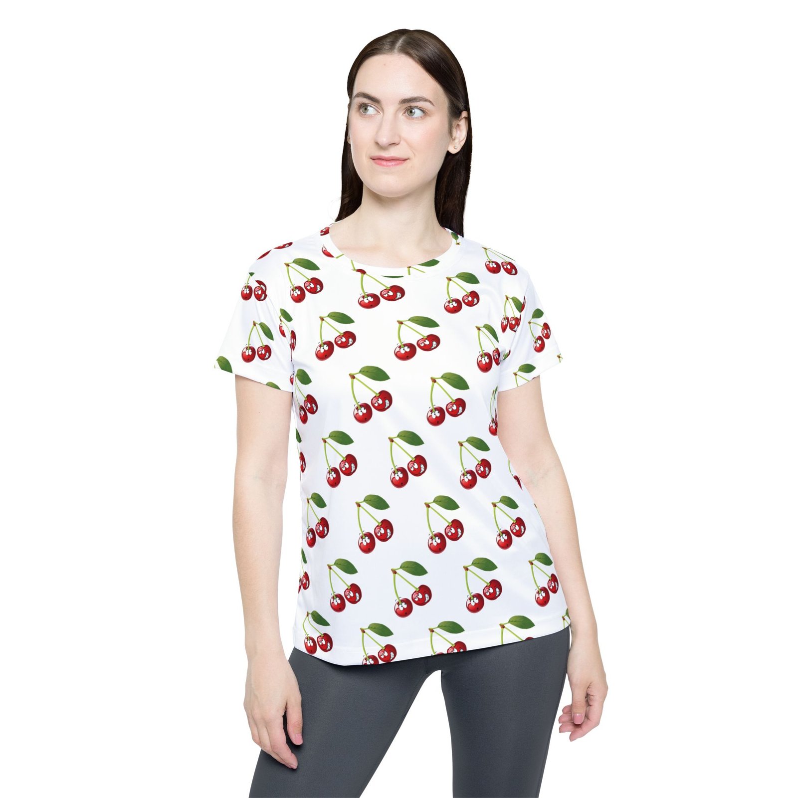 Women's Sassy Cherry Print Sports Jersey - Image 3