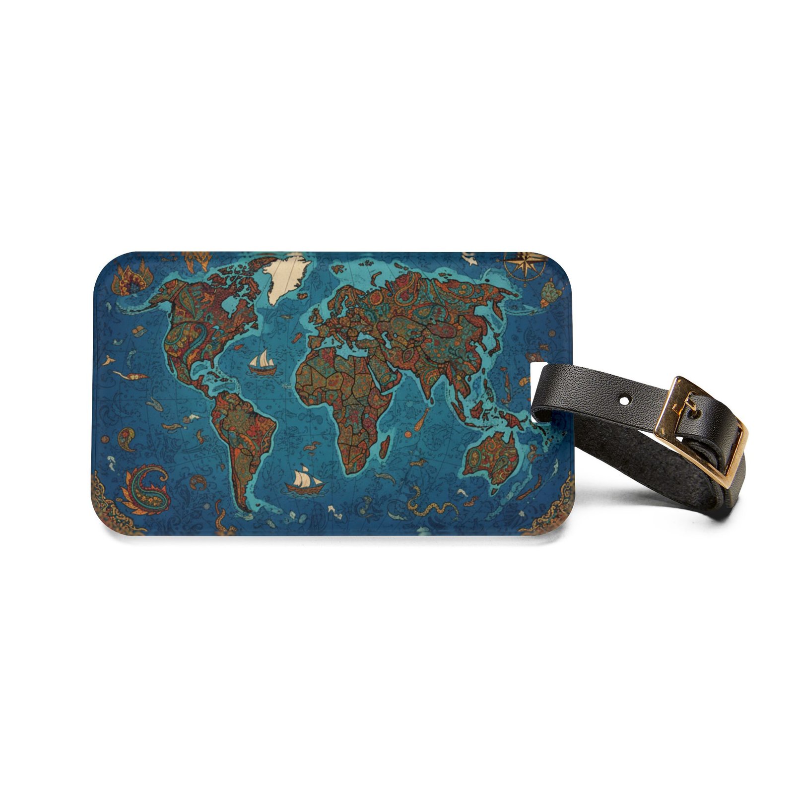 Vintage World Map Luggage Tag - Image 2
