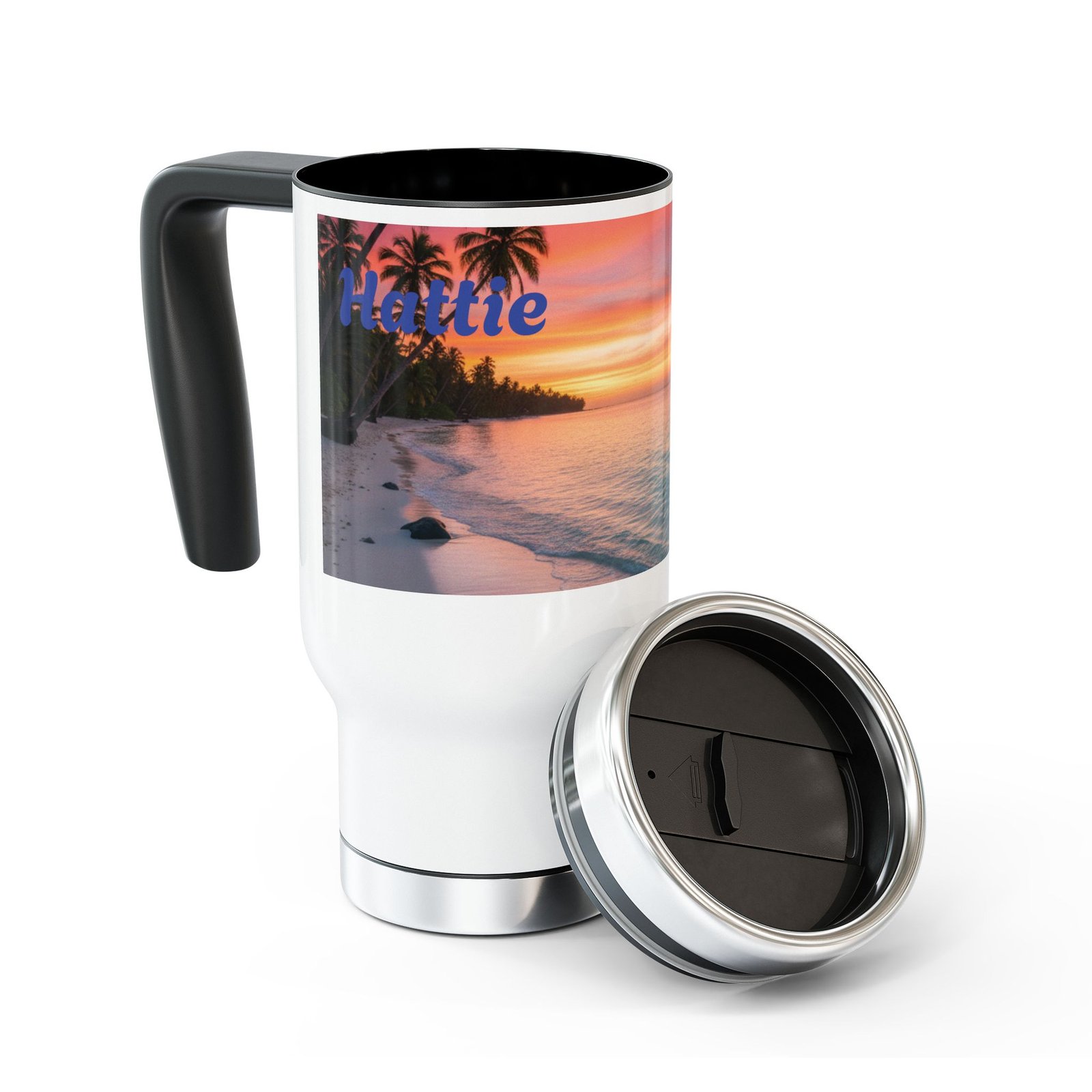 Personalized Stainless Steel Travel Mug - 14oz with Handle