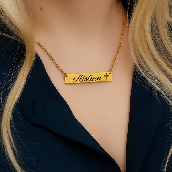 Personalized Cutout Cross Bar Necklace
