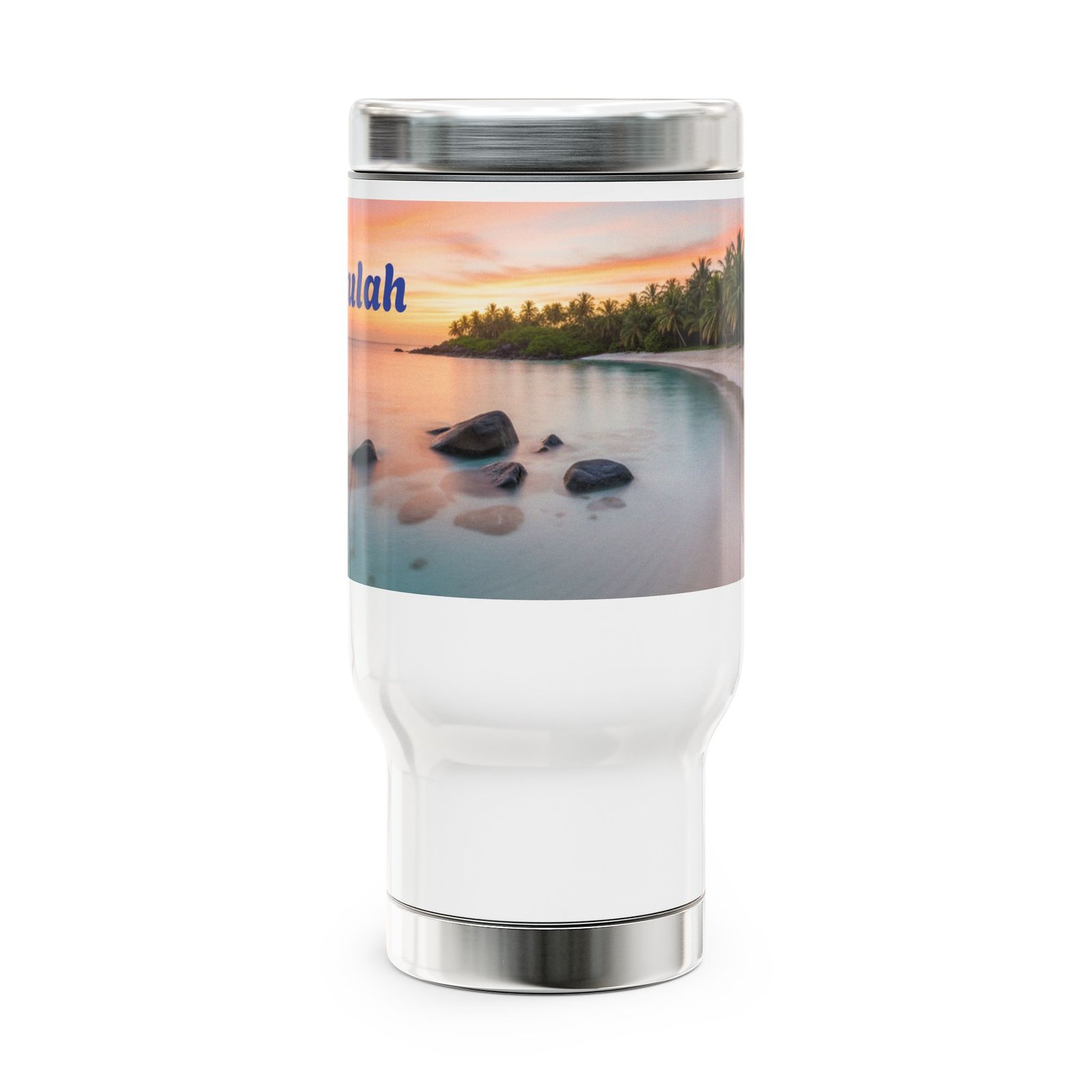 Personalized Stainless Steel Travel Mug - 14oz with Handle - Image 2