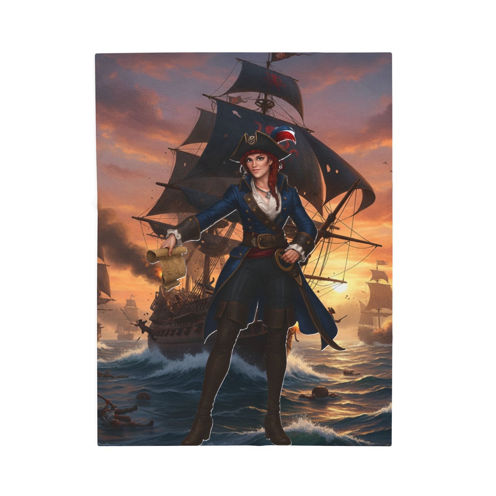 Lady Pirate-Themed Velveteen Plush Blanket - Image 5