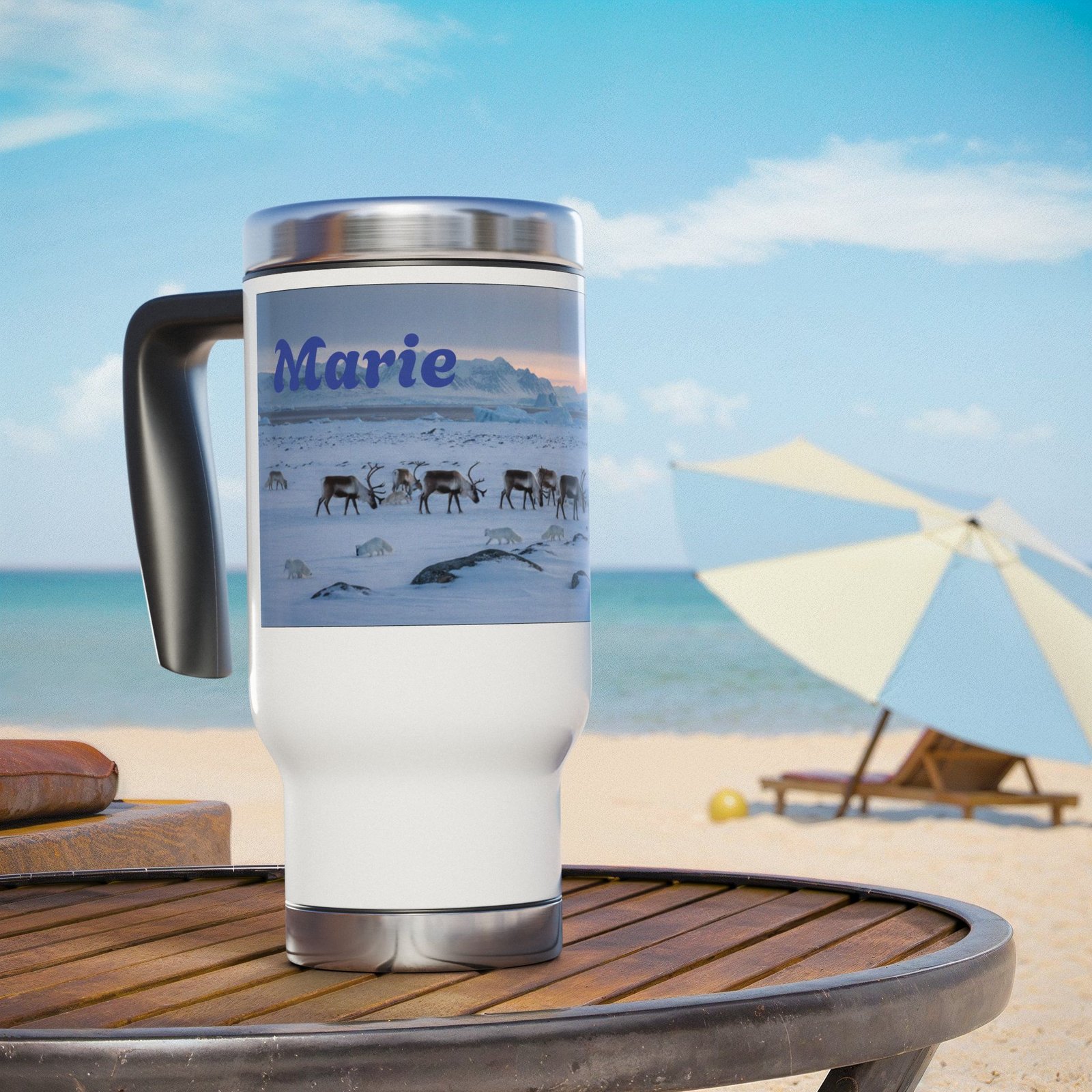 Personalized Stainless Steel Travel Mug - 14oz with Handle - Image 5